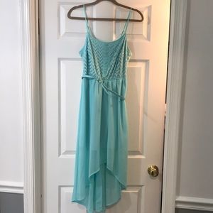 High low dress. Baby blue. Comes with belt